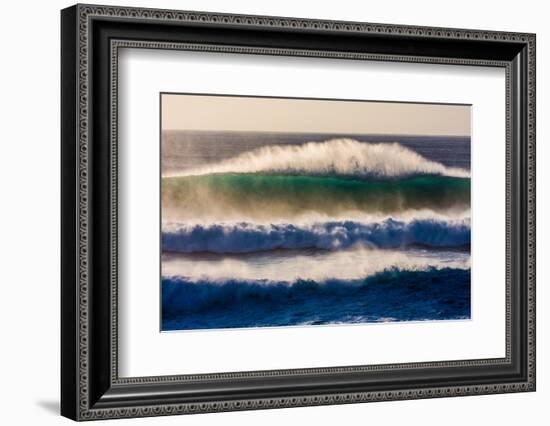 Large breaking wave, West Oahu, Hawaii-Mark A Johnson-Framed Photographic Print