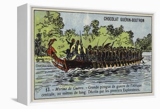 Large Central African War Canoe-null-Framed Premier Image Canvas