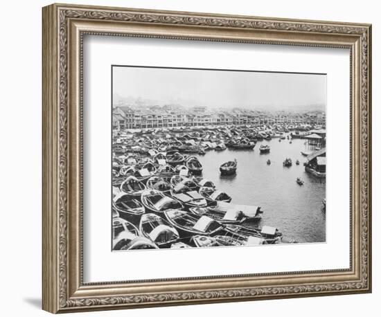 Large Collection of Boats in Singapore Harbor-null-Framed Photographic Print