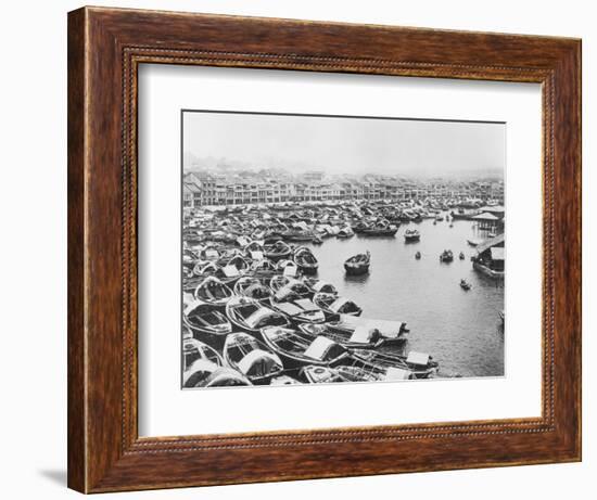 Large Collection of Boats in Singapore Harbor-null-Framed Photographic Print