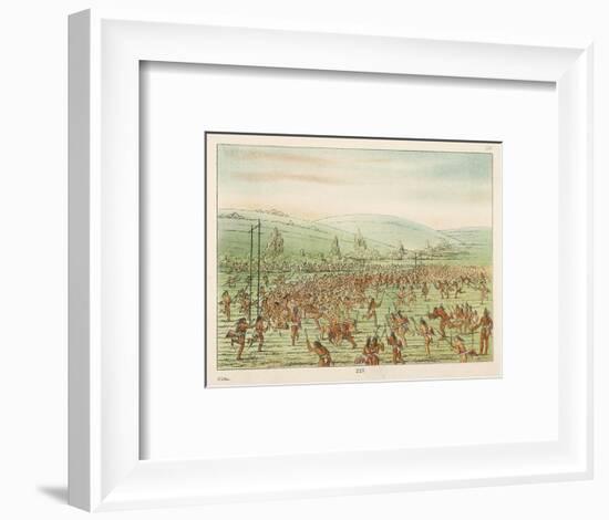 Large Crowd of Native Americans Play Lacrosse-George Catlin-Framed Photographic Print