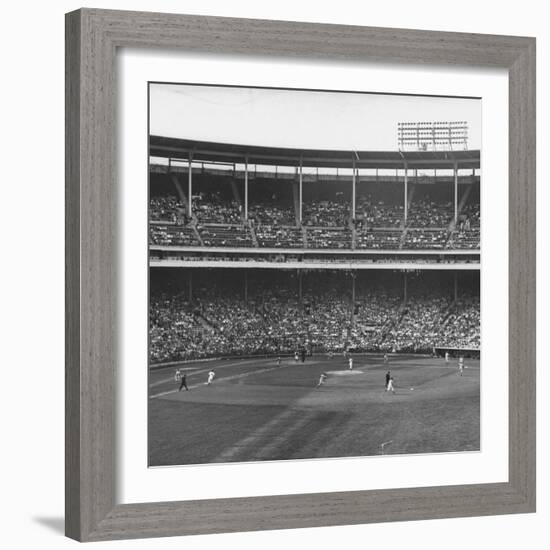 Large Crowd of People Watching the Action of Dodger-Cubs Game Fat Wrigley Field-John Dominis-Framed Photographic Print