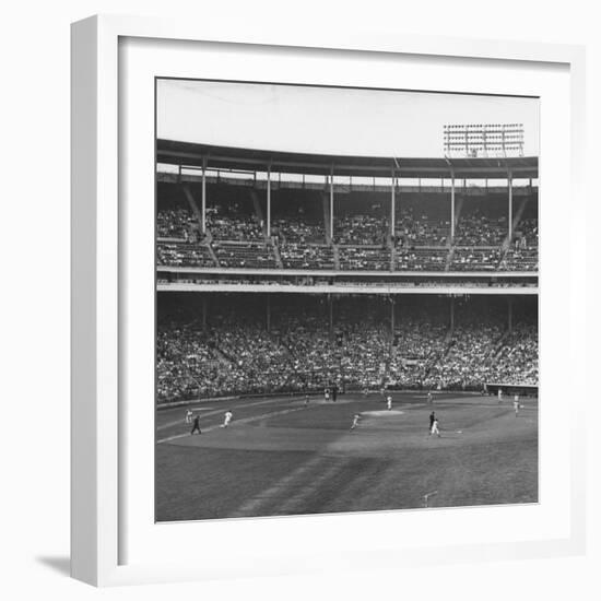 Large Crowd of People Watching the Action of Dodger-Cubs Game Fat Wrigley Field-John Dominis-Framed Photographic Print