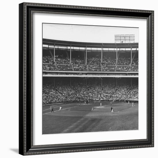 Large Crowd of People Watching the Action of Dodger-Cubs Game Fat Wrigley Field-John Dominis-Framed Photographic Print