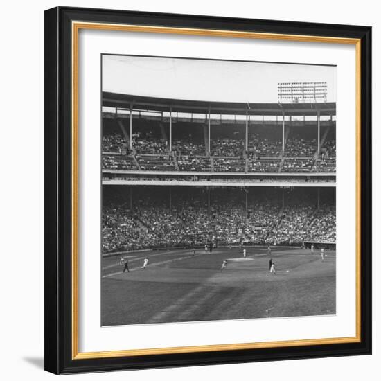 Large Crowd of People Watching the Action of Dodger-Cubs Game Fat Wrigley Field-John Dominis-Framed Photographic Print