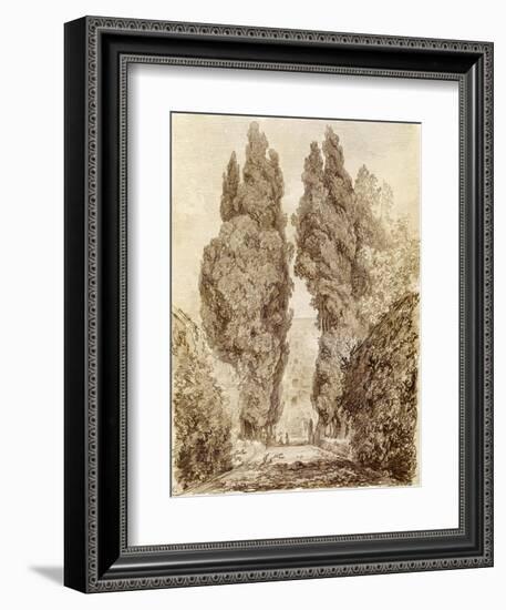 Large Cypresses at the Villa D'Este-Jean-Honoré Fragonard-Framed Giclee Print