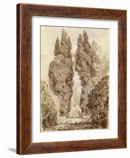 Large Cypresses at the Villa D'Este-Jean-Honoré Fragonard-Framed Giclee Print