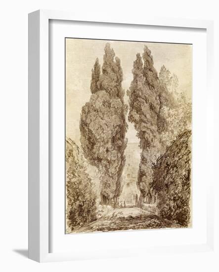 Large Cypresses at the Villa D'Este-Jean-Honoré Fragonard-Framed Giclee Print