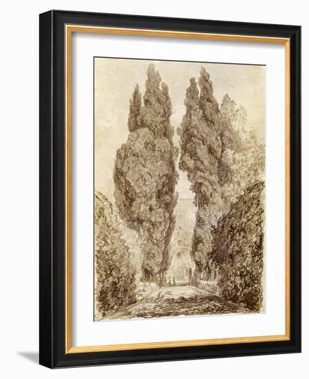 Large Cypresses at the Villa D'Este-Jean-Honoré Fragonard-Framed Giclee Print