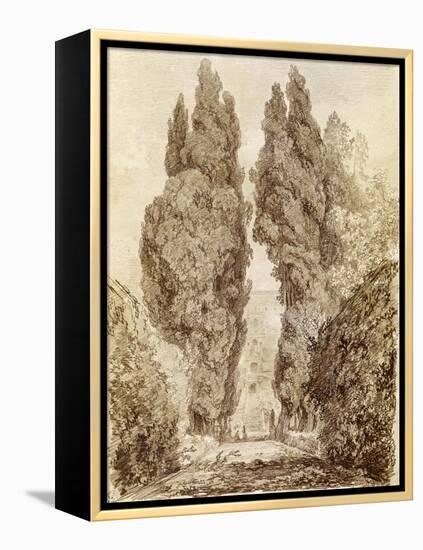 Large Cypresses at the Villa D'Este-Jean-Honoré Fragonard-Framed Premier Image Canvas