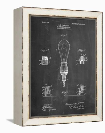 Large Filament Light Bulb Patent-Cole Borders-Framed Stretched Canvas