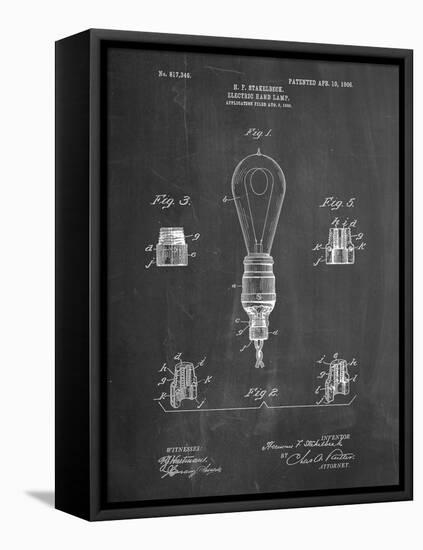 Large Filament Light Bulb Patent-Cole Borders-Framed Stretched Canvas