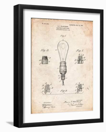 Large Filament Light Bulb Patent-Cole Borders-Framed Art Print