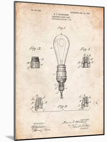 Large Filament Light Bulb Patent-Cole Borders-Mounted Art Print