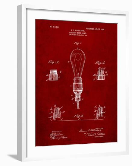 Large Filament Light Bulb Patent-Cole Borders-Framed Art Print