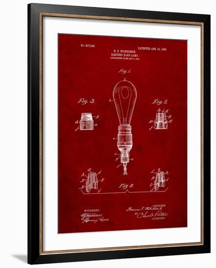 Large Filament Light Bulb Patent-Cole Borders-Framed Art Print