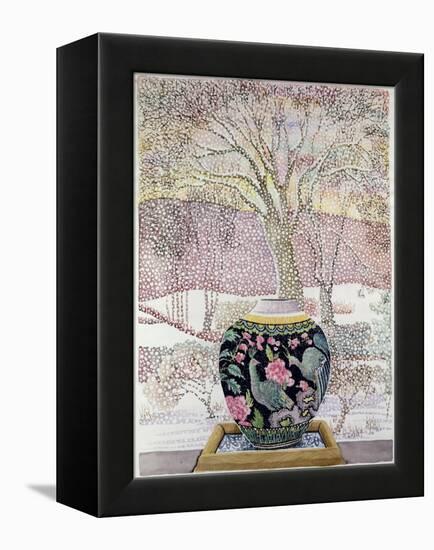 Large Ginger Jar in Snowstorm-Lillian Delevoryas-Framed Premier Image Canvas