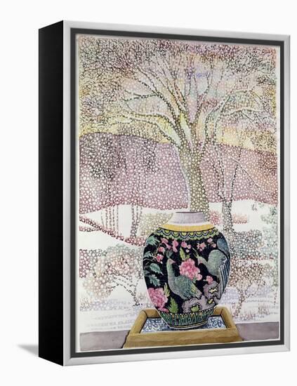 Large Ginger Jar in Snowstorm-Lillian Delevoryas-Framed Premier Image Canvas