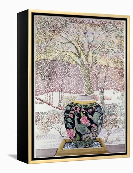 Large Ginger Jar in Snowstorm-Lillian Delevoryas-Framed Premier Image Canvas