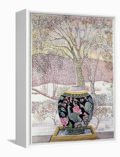 Large Ginger Jar in Snowstorm-Lillian Delevoryas-Framed Premier Image Canvas