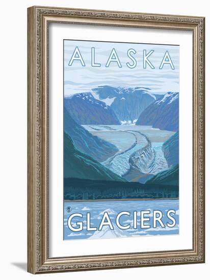 Large Glacier Scene, Alaska-Lantern Press-Framed Art Print