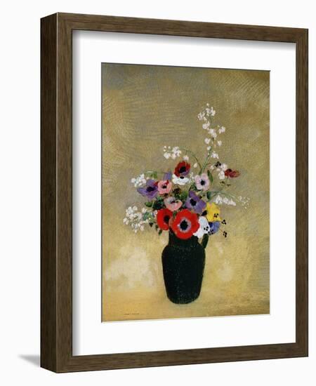 Large Green Vase with Mixed Flowers-Odilon Redon-Framed Giclee Print