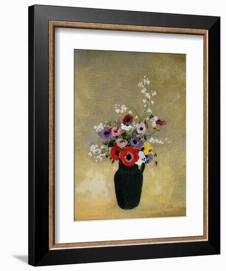 Large Green Vase with Mixed Flowers-Odilon Redon-Framed Giclee Print