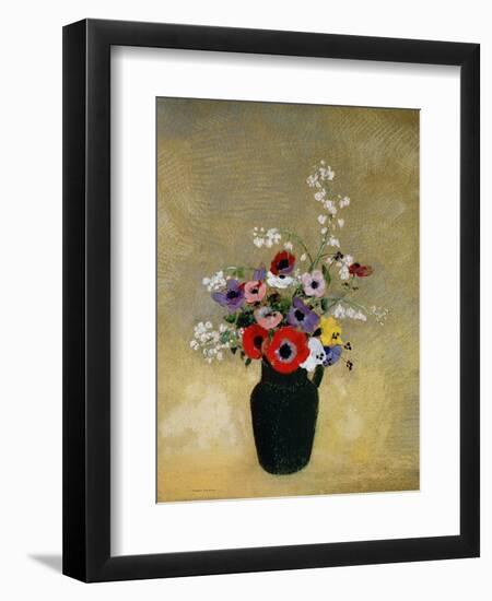 Large Green Vase with Mixed Flowers-Odilon Redon-Framed Giclee Print