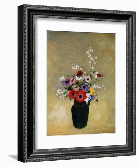 Large Green Vase with Mixed Flowers-Odilon Redon-Framed Giclee Print