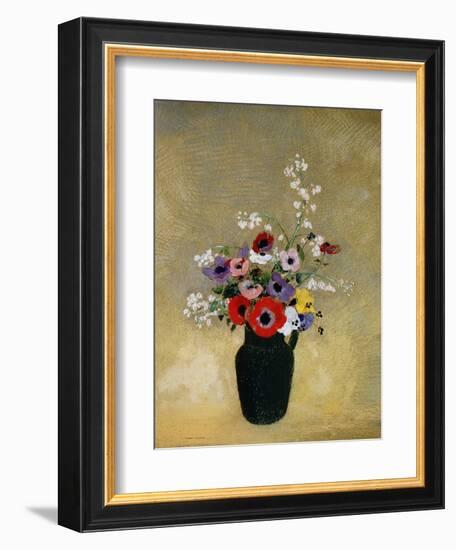 Large Green Vase with Mixed Flowers-Odilon Redon-Framed Giclee Print