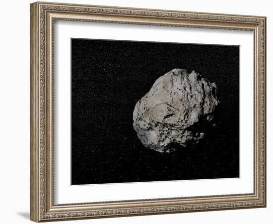 Large Grey Meteorite in the Universe Full of Stars-null-Framed Art Print