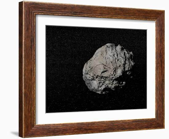Large Grey Meteorite in the Universe Full of Stars-null-Framed Art Print