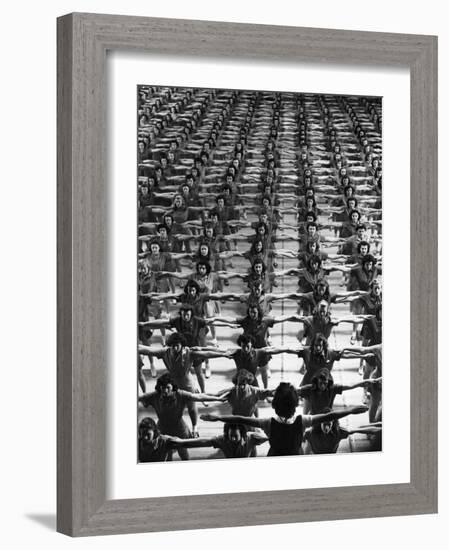 Large Group of Female New Hampshire University Students Prepare to Exercise-Alfred Eisenstaedt-Framed Photographic Print