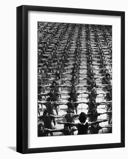 Large Group of Female New Hampshire University Students Prepare to Exercise-Alfred Eisenstaedt-Framed Photographic Print