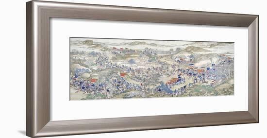 Large Handscroll Painted in Ink and Colours on Silk Depicting a Battle Scene-null-Framed Giclee Print