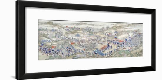 Large Handscroll Painted in Ink and Colours on Silk Depicting a Battle Scene-null-Framed Giclee Print