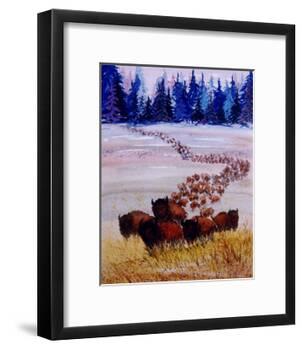 Large Herd of Bison Cross a Vast Plain-Rich LaPenna-Framed Giclee Print