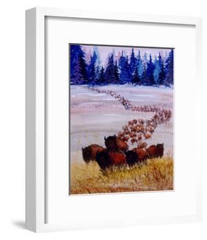 Large Herd of Bison Cross a Vast Plain-Rich LaPenna-Framed Giclee Print