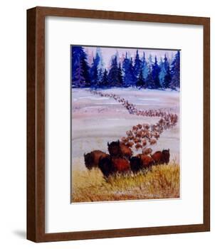 Large Herd of Bison Cross a Vast Plain-Rich LaPenna-Framed Giclee Print