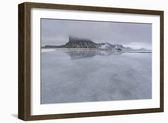 Large Ice in Front of a Mountain in Iceland-Niki Haselwanter-Framed Photographic Print