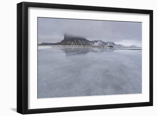 Large Ice in Front of a Mountain in Iceland-Niki Haselwanter-Framed Photographic Print