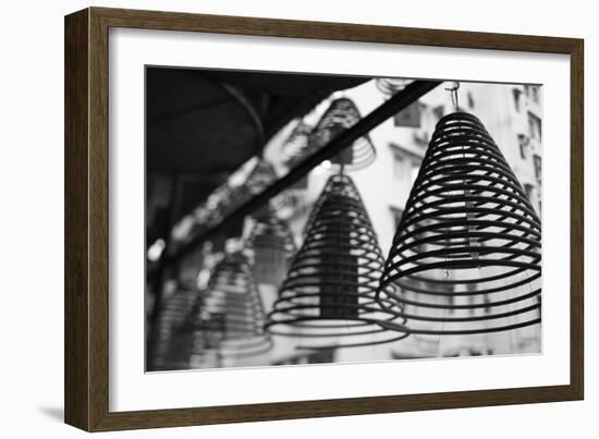 Large Incense Coils Hanging in Pak Sing Ancestral Hall, Central District, Hong Kong Island-null-Framed Photographic Print