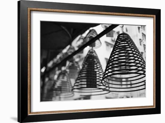 Large Incense Coils Hanging in Pak Sing Ancestral Hall, Central District, Hong Kong Island-null-Framed Photographic Print