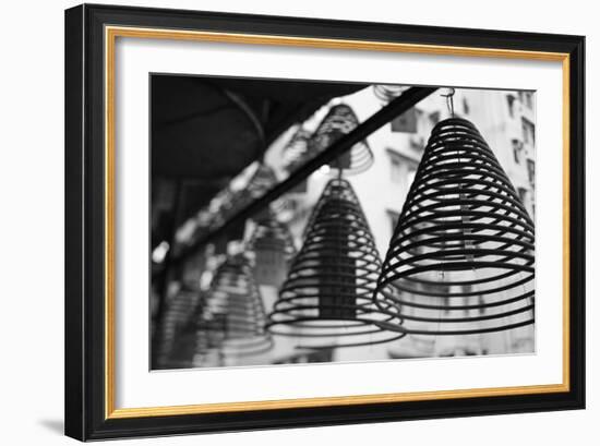 Large Incense Coils Hanging in Pak Sing Ancestral Hall, Central District, Hong Kong Island-null-Framed Photographic Print