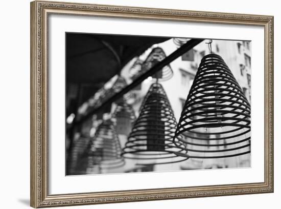 Large Incense Coils Hanging in Pak Sing Ancestral Hall, Central District, Hong Kong Island-null-Framed Photographic Print