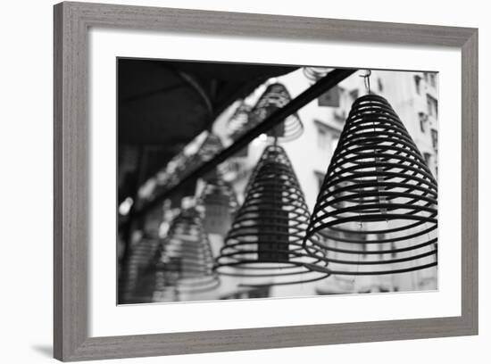 Large Incense Coils Hanging in Pak Sing Ancestral Hall, Central District, Hong Kong Island-null-Framed Photographic Print