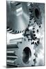 Large Industrial Gears Set Against Titanium And In A Blue Metallic Toning Concept-lagardie-Mounted Art Print