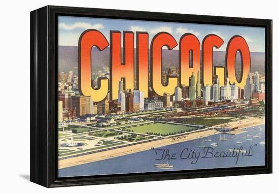 Large Letters in Downtown Chicago, Illinois-null-Framed Stretched Canvas