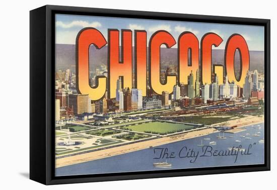 Large Letters in Downtown Chicago, Illinois-null-Framed Stretched Canvas