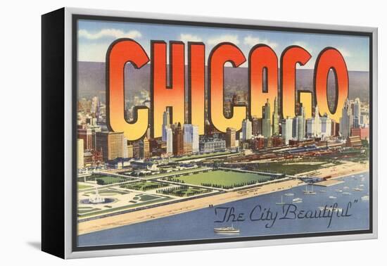 Large Letters in Downtown Chicago, Illinois-null-Framed Stretched Canvas